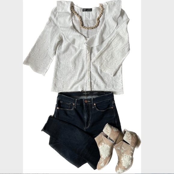 Zara white lace and flounce collar blouse - Picture 2 of 5